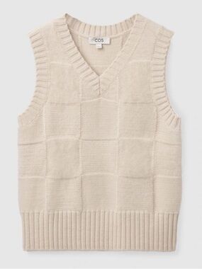 COS Cream Checked Wool Vest